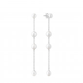 Cercei argint lungi cu lantisor si perle naturale albe DiAmanti SK20234E-W-G